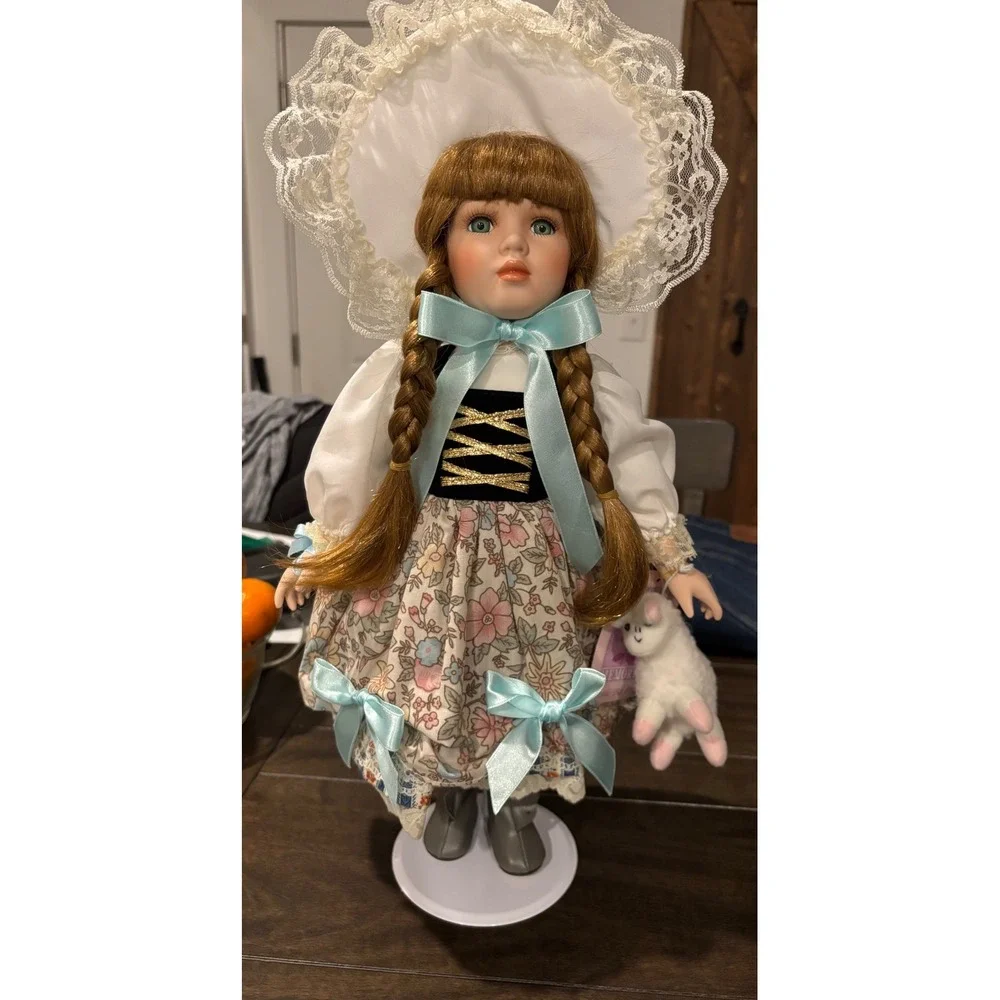 Collectible Memories Little Bo Peep Porcelain Doll with Lamb and Stand